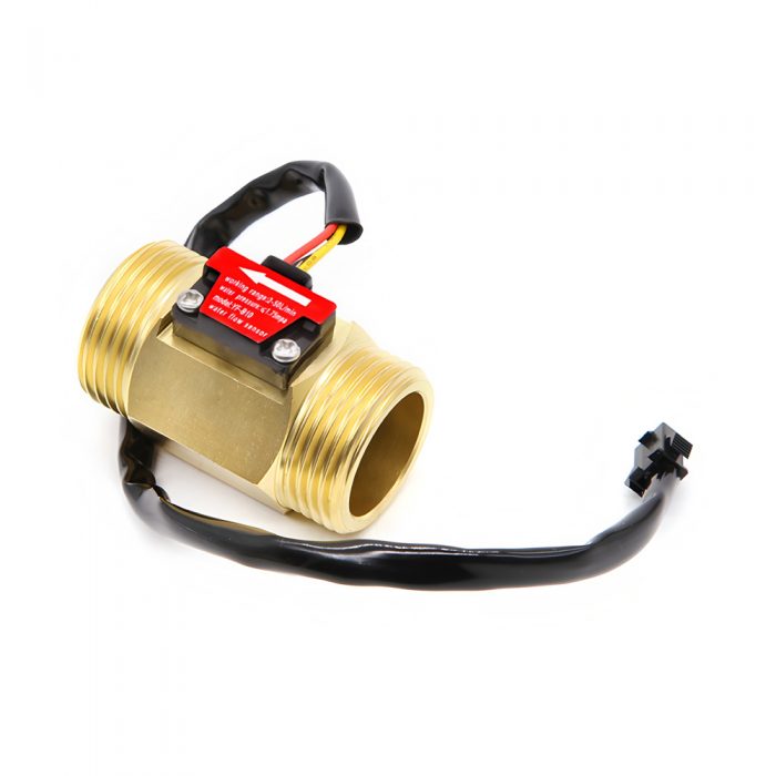 YF-B10 Brass Water Flow Sensor, G1, 3.5-24VDC, 2-50L/min, Inner/Outer Diameter: 24.5mm/33mm, 15cm Lead Cable