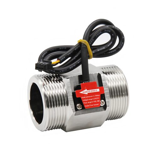 YF-DN40-S Stainless Steel Water Flow Sensor, G1½, 3.5-24VDC, 5-150L/min, Inner/Outer Diameter: 36.5mm(Inlet), 34mm(Outlet)/47.5mm, 15cm Lead Cable