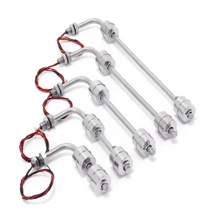 100MM~600MM Side-Mounted L Type Stainless Steel Dual Float Level Switch, 400mm Cable, NO/NC, 0~220VAC, 0~120°C