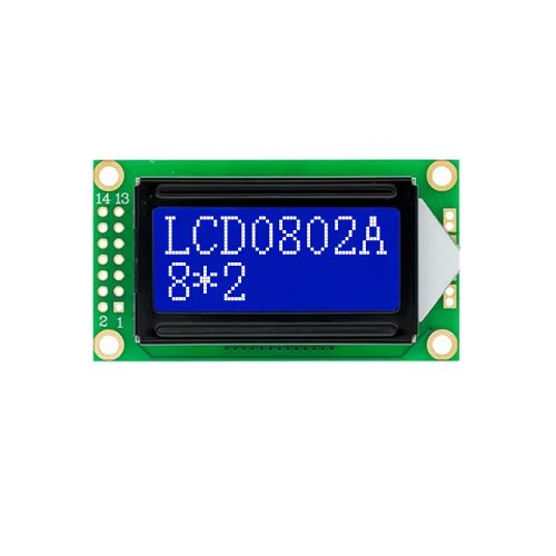 LCD0802A 5V LCD 8x2 Character Display Module, AIP31066L, White on Blue Background