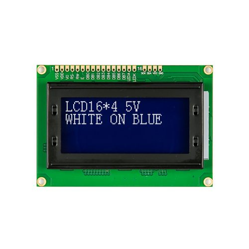 LCD1604A 5V LCD 16x4 Character Display Module, AIP31066L, White on Blue Background
