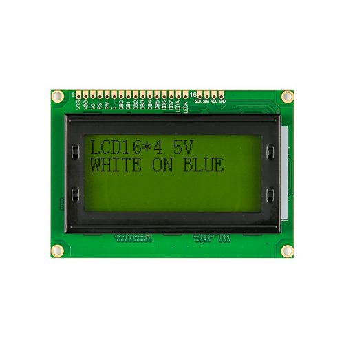 LCD1604A 5V LCD 16x4 Character Display Module, AIP31066L, Black on Yellow Background