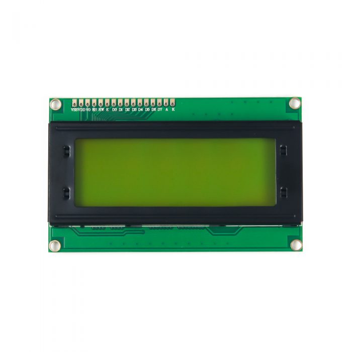 LCD2004A 5V LCD 20x4 Character Display Module, AIP31066L, Black on Yellow Background