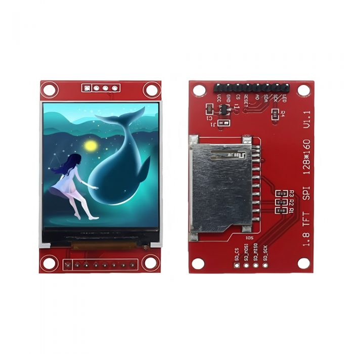 1.8" TFT LCD Display Module, 128*160, ST7735, 4-SPI Interface, 8Pin, SD Card Slot