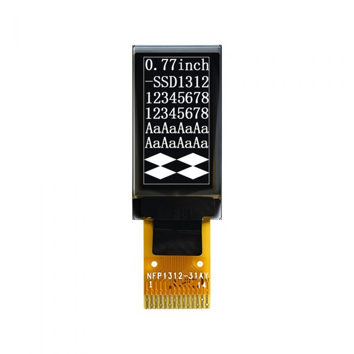 0.77 Inch White OLED Display, 128*64, SSD1312, 14Pin, IIC/I2C
