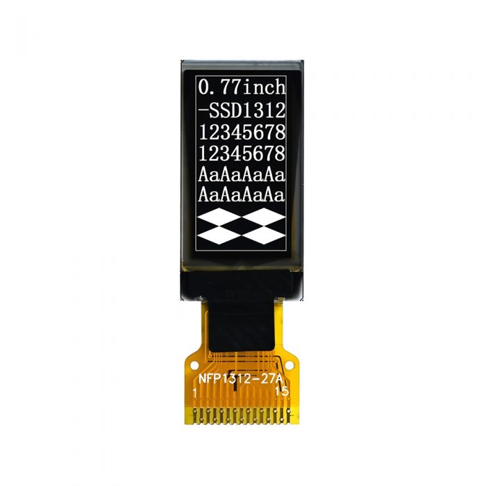 0.77 Inch White OLED Display, 128*64, SSD1312, 15Pin, SPI