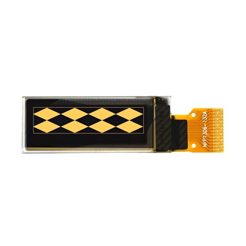 0.91 Inch Yellow OLED Display, 128*32, SSD1306, 14Pin, IIC/I2C