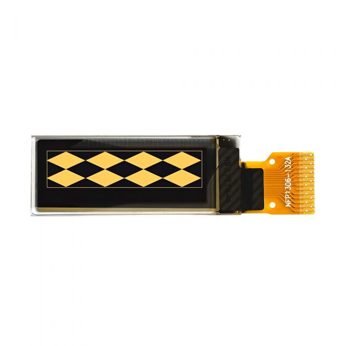 0.91 Inch Yellow OLED Display, 128*32, SSD1306, 14Pin, IIC/I2C