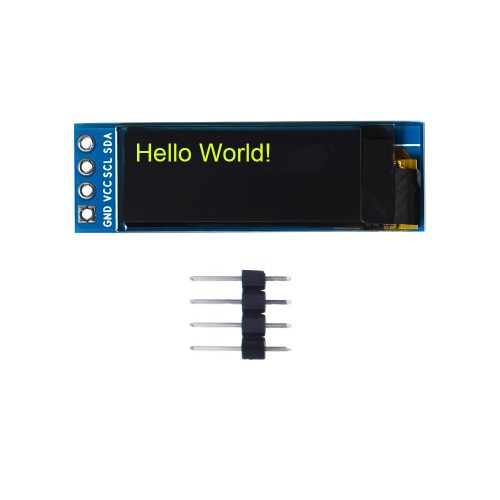0.91 Inch Yellow OLED Display Module, 128*32, SSD1306, 4Pin, IIC/I2C