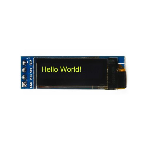 0.91 Inch Yellow OLED Display Module, 128*32, SSD1306, 4Pin, IIC/I2C, Soldered with Pin Header