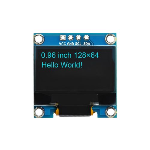 0.96 Inch Blue OLED Display Module, 128*64, SSD1306, 4Pin, IIC/I2C, VCC-GND-SCL-SDA, 27.5mm*27.8mm