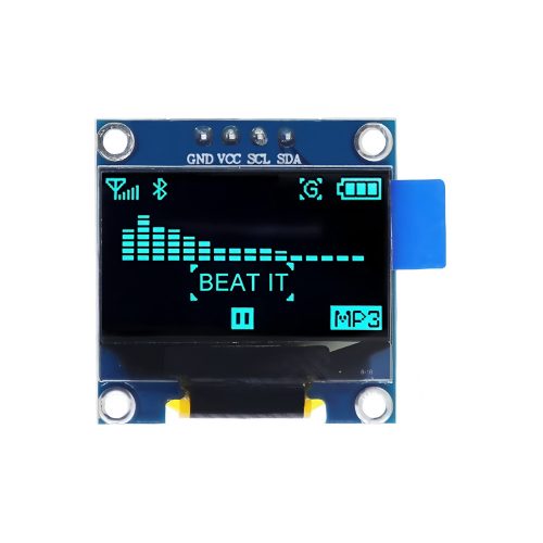 0.96 Inch Blue OLED Display Module, 128*64, SSD1306, 4Pin, IIC/I2C, GND-VCC-SCL-SDA, 27.5mm*27.8mm