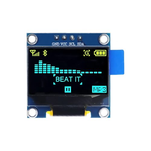 0.96 Inch Blue+Yellow OLED Display Module, 128*64, SSD1306, 4Pin, IIC/I2C, GND-VCC-SCL-SDA, 27.5mm*27.8mm