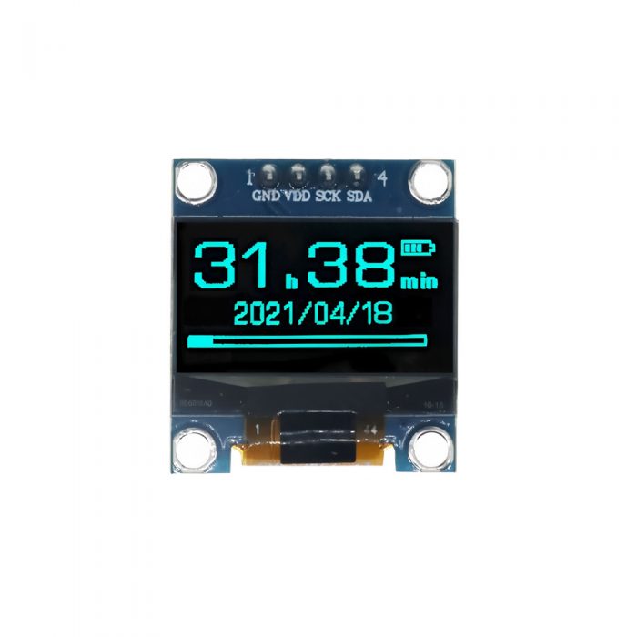 0.96 Inch Blue OLED Display Module, 128*64, SSD1315, 4Pin, IIC/I2C, GND-VCC-SCL-SDA, 24.7mm*27mm