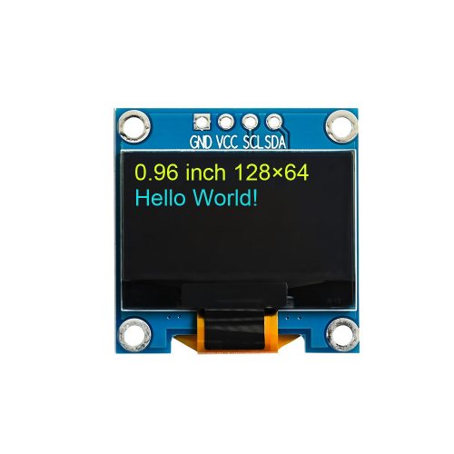 0.96 Inch Blue+Yellow OLED Display Module, 128*64, SSD1315, 4Pin, IIC/I2C, GND-VCC-SCL-SDA, 26mm*26mm