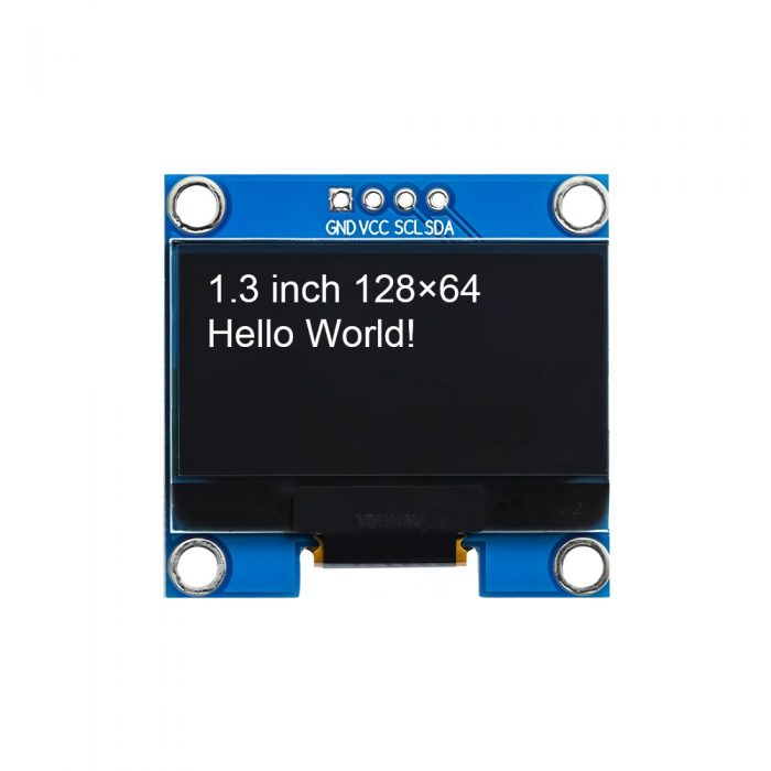 1.3 Inch White OLED Display Module, 128*64, SH1106, 4Pin, IIC/I2C, GND-VCC-SCL-SDA, 35.5mm*33.6mm