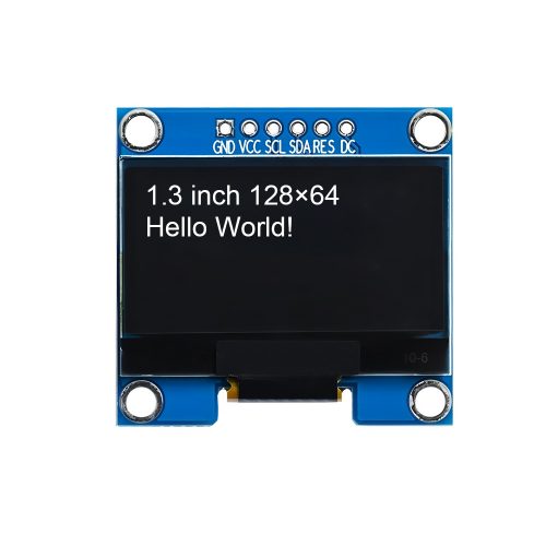 1.3 Inch White OLED Display Module, 128*64, SH1106, 6Pin, SPI, GND-VCC-SCL-SDA-RES-DC, 35.4mm*33.5mm