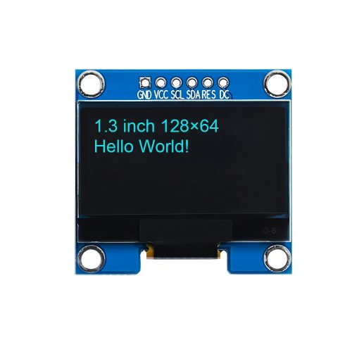 1.3 Inch Blue OLED Display Module, 128*64, SH1106, 6Pin, SPI, GND-VCC-SCL-SDA-RES-DC, 35.4mm*33.5mm