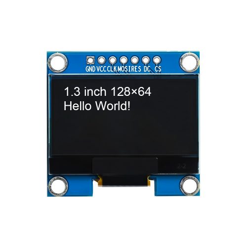 1.3 Inch White OLED Display Module, 128*64, SH1106, 7Pin, SPI, GND-VCC-SCL-SDA-RES-DC-CS, 35.5mm*33.6mm