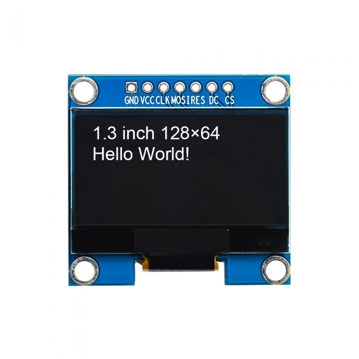 1.3 Inch White OLED Display Module, 128*64, SH1106, 7Pin, SPI, GND-VCC-SCL-SDA-RES-DC-CS, 35.5mm*33.6mm