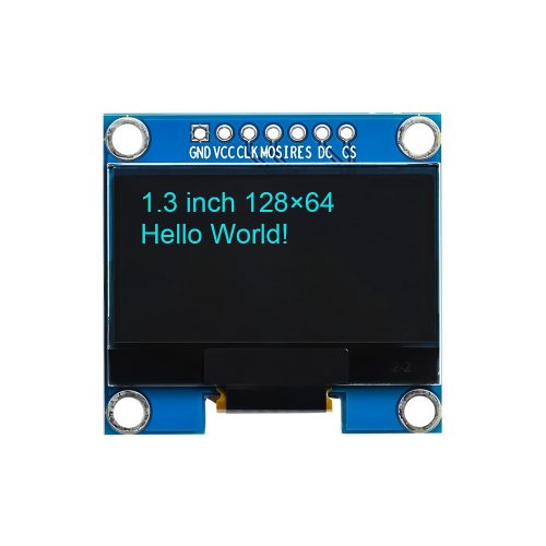 1.3 Inch Blue OLED Display Module, 128*64, SH1106, 7Pin, SPI, GND-VCC-SCL-SDA-RES-DC-CS, 35.5mm*33.6mm