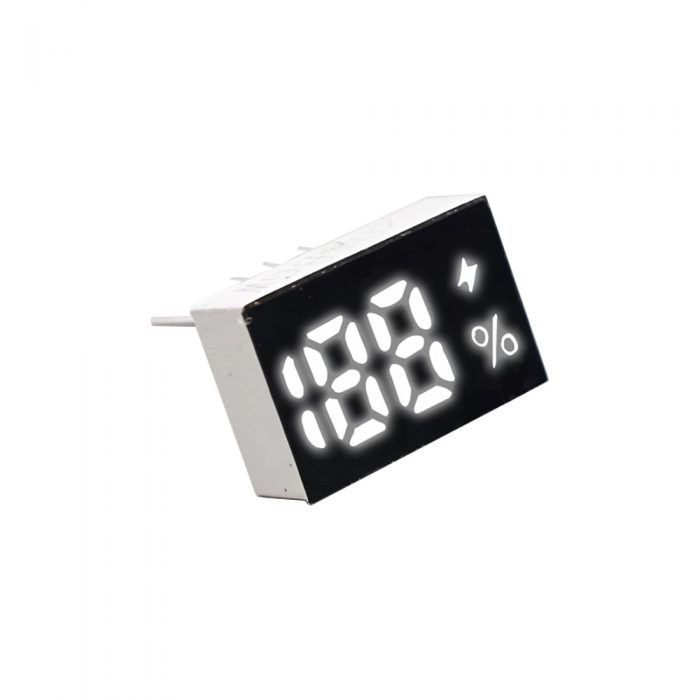 188 White 7 Segment LED Display for Power Charging, 5Pin, 12mm*8mm*4mm, ⚡%