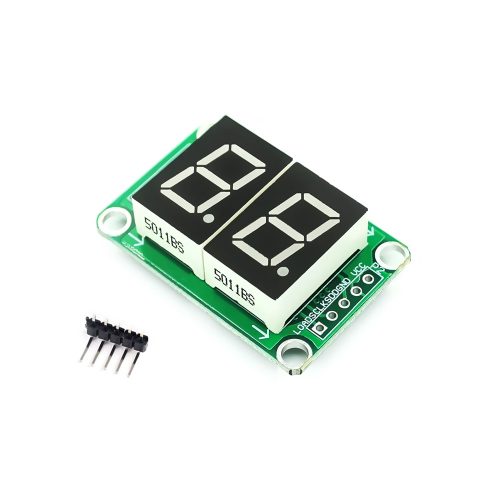 0.5 Inch Red 2-Digits 7 Segment LED Display, 74HC595, 5Pin, 38.2mm*25.6mm