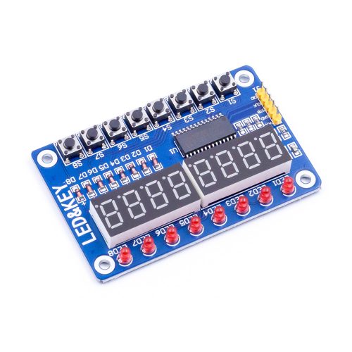 0.36 Inch TM1638 Red 8-Digits 7 Segment LED Display with Button, 5Pin, 76mm*49mm
