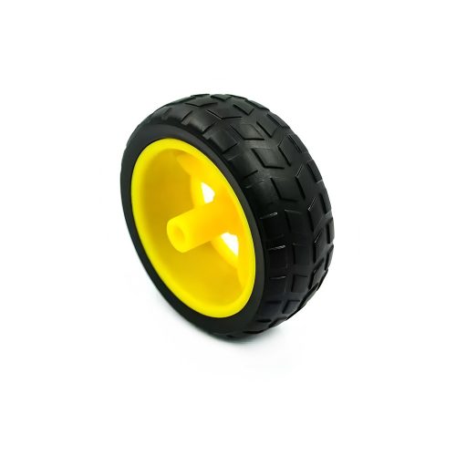 65mm Wheel with 5 Rim for DIY Robot Car, 65mm*26mm, Yellow, Lug Tire, Compatible with TT Motor