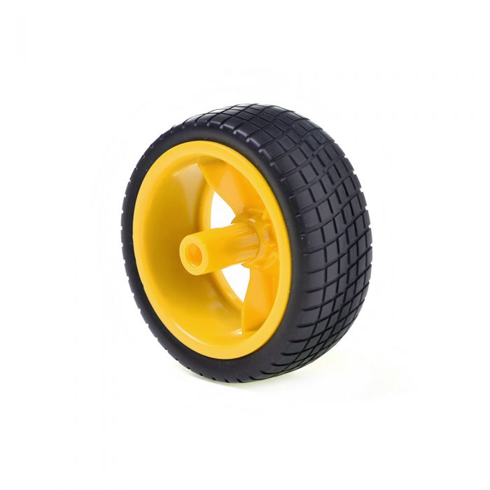 65mm Wheel with 5 Rim for DIY Robot Car, 65mm*25mm, PVC/TPE, Yellow, Compatible with TT Motor