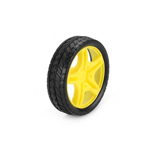 65mm Wheel with 5 Rim for DIY Robot Car, 65mm*18mm, Yellow, Lug Tire, Compatible with TT Motor