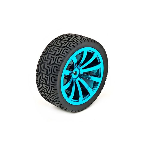 65mm High Traction Wheel with 10 Rim for DIY Robot Car, Compatible with 12mm Coupling, 65mm*26mm, Blue