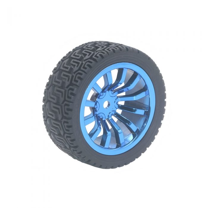 65mm High Traction Wheel with 12 Rim for DIY Robot Car, Compatible with 12mm Coupling, 65mm*27mm, Blue