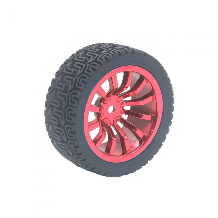 65mm High Traction Wheel with 12 Rim for DIY Robot Car, Compatible with 12mm Coupling, 65mm*27mm, Red
