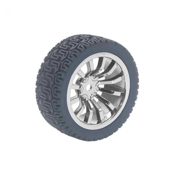 65mm High Traction Wheel with 12 Rim for DIY Robot Car, Compatible with 12mm Coupling, 65mm*27mm, Silver