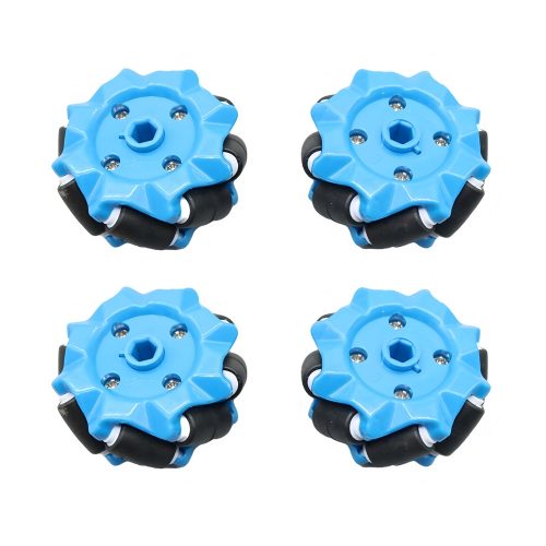 52mm Mecanum Wheel Compatible with 6mm Coupling, 4pcs/Set, Blue