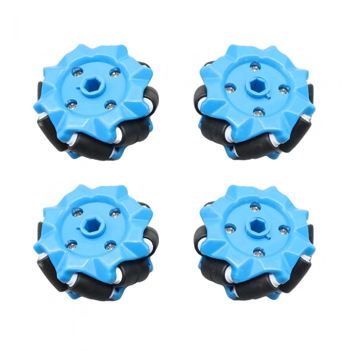 52mm Mecanum Wheel Compatible with 6mm Coupling, 4pcs/Set, Blue