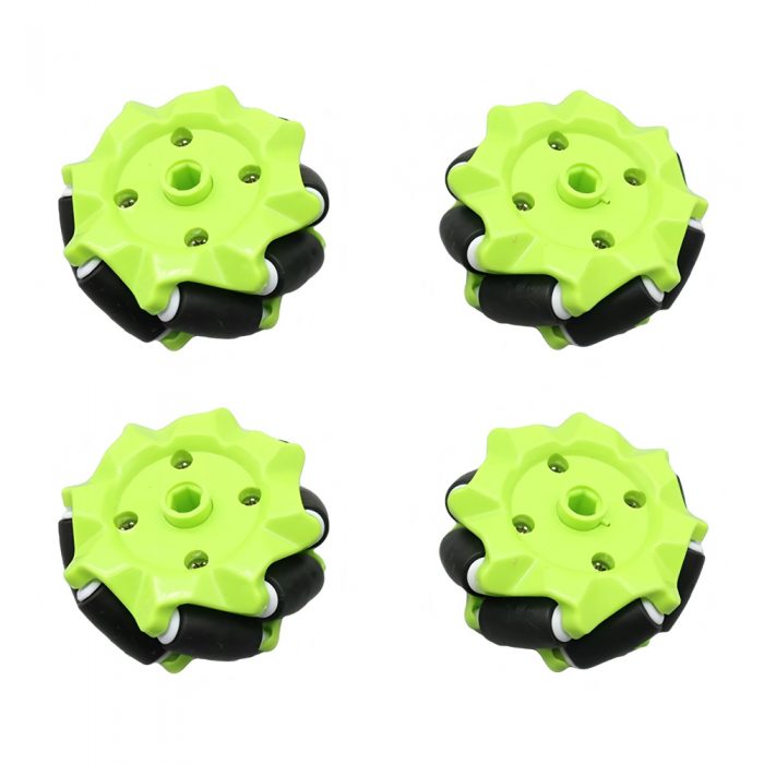 58mm Mecanum Wheel Compatible with 6mm Coupling, 4pcs/Set, Green