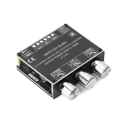 XY-E100L DC9-24V 2*50W+100W 360° Stepless Tone Adjustment 2.1 Channel Bluetooth 5.1 Audio Power Amplifier Board