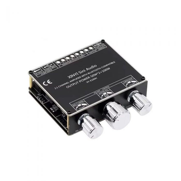 XY-E100H TPA3116D2 DC9-24V 2*50W+100W 360° Stepless Tone Adjustment 2.1 Channel Bluetooth 5.1 Audio Power Amplifier Board