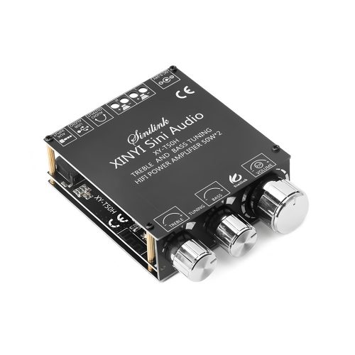 XY-T50H TPA3116D2 DC5-26V 2*50W Dual Channel 360° Stepless Tone Adjustment Bluetooth 5.0 Audio Power Amplifier Board