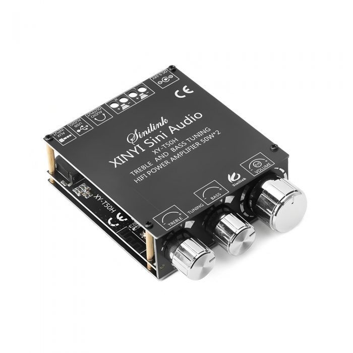 XY-T50H TPA3116D2 DC5-26V 2*50W Dual Channel 360° Stepless Tone Adjustment Bluetooth 5.0 Audio Power Amplifier Board