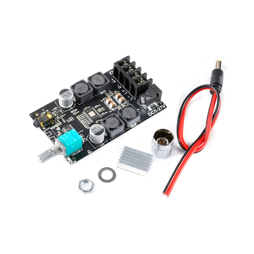 ZK-502C TPA3116D2 DC5-27V 2*50W Stereo Bluetooth 5.0 Digital Audio Power Amplifier Board with AUX Input