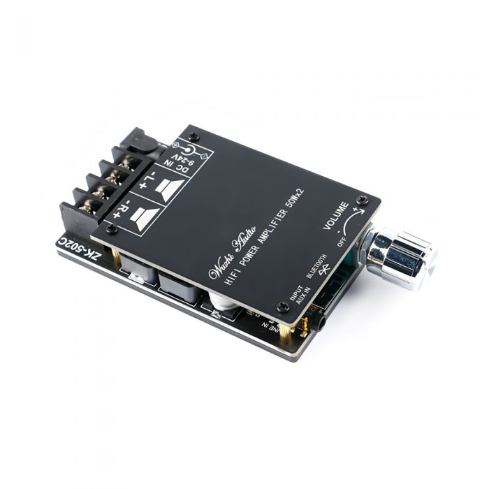 ZK-502C TPA3116D2 DC5-27V 2*50W Stereo Bluetooth 5.0 Digital Audio Power Amplifier Board with AUX Input & Case