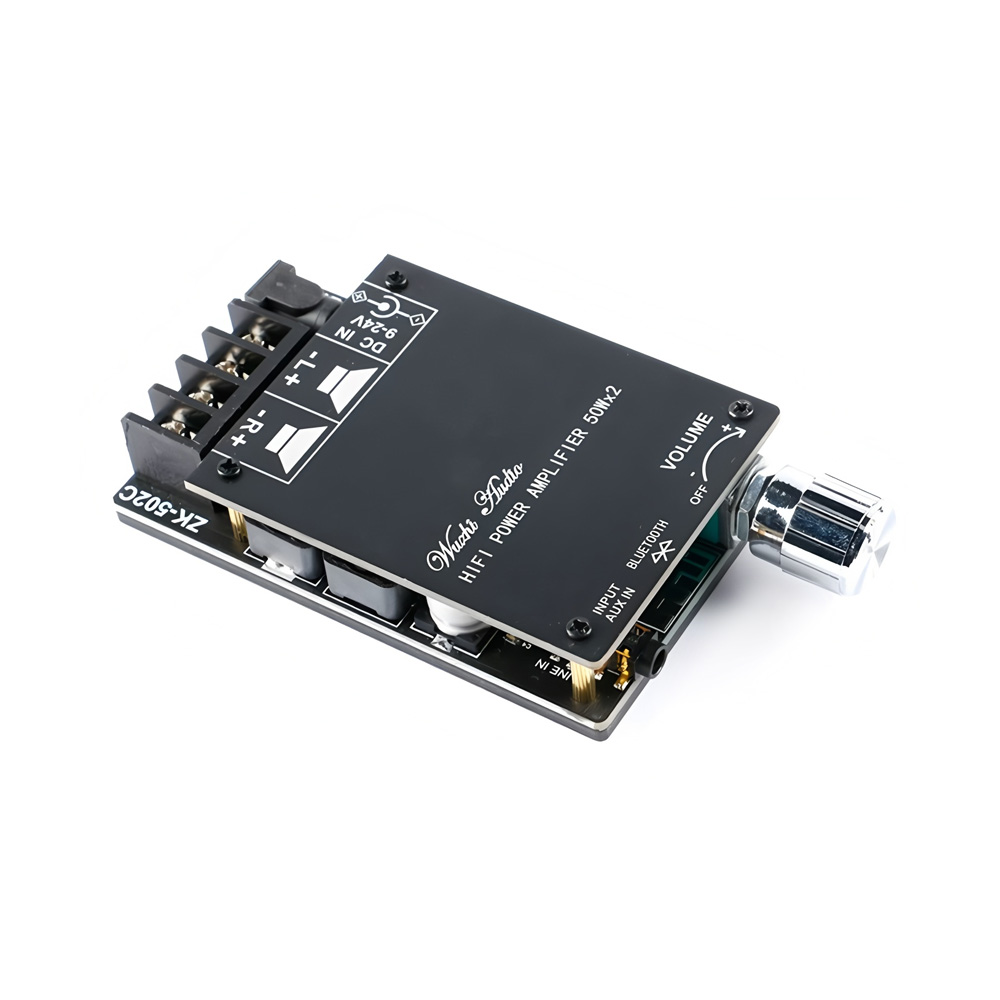 ZK-502C TPA3116D2 DC5-27V 2*50W Stereo Bluetooth 5.0 Digital Audio Power Amplifier Board with AUX Input & Case