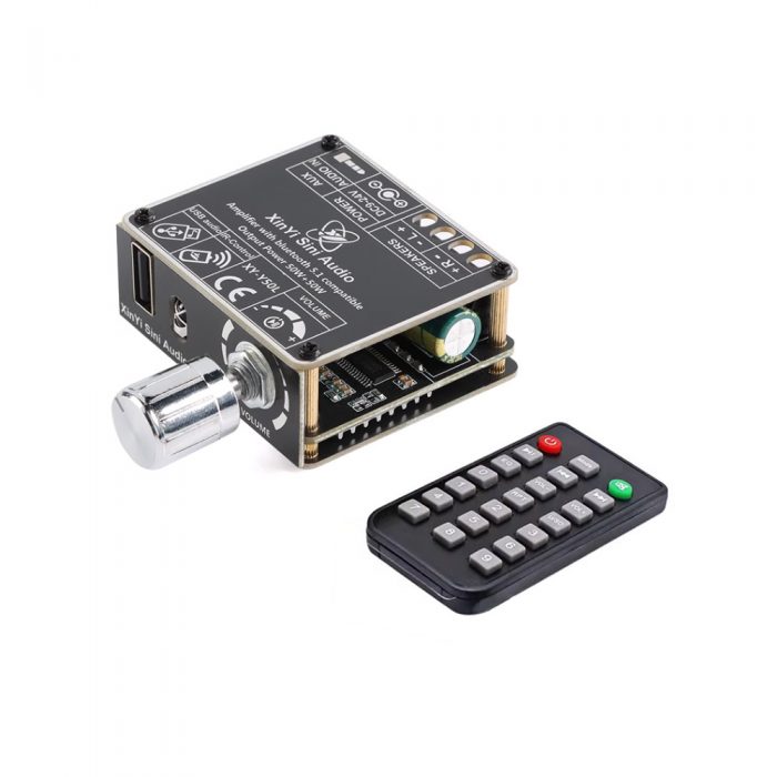 XY-Y50L DC9-24V 2*50W Dual Channel 360° Stepless Tone Adjustment Bluetooth 5.1 Audio Power Amplifier Board with Remote Controller