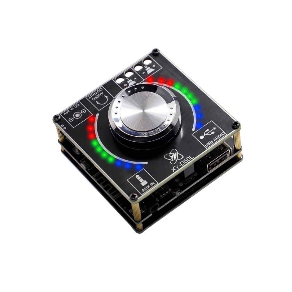 XY-D50L DC9-24V 2*50W Stereo Bluetooth 5.1 Audio Power Amplifier Board with Cool-looking Rhythmic Lights