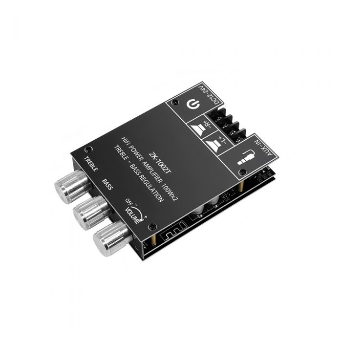 ZK-1002T TPA3116D2 DC12-24V 2*100W Stereo Bluetooth 5.0 Digital Audio Power Amplifier Board with Case