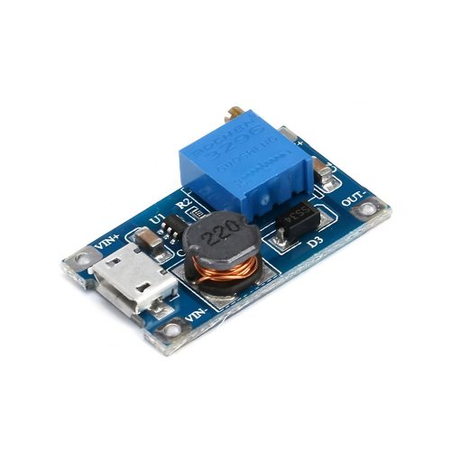 MT3608 DC2-24V to DC5-28V Adjustable DC-DC Step Up Boost Voltage Converter Module, 2A, Micro USB