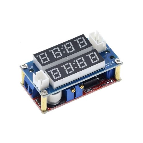 XL4015 Adjustable DC-DC Step Down Buck Voltage Converter Module, Input DC5-32V, Output DC0.8-30V, 5A, Dual 4-Digits 7 Segment LED Display